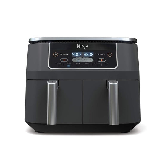 Ninja DZ550 Foodi 10 Quart 6-in-1 DualZone Smart XL Air Fryer with 2 Independent Baskets, Smart Cook Thermometer for Perfect Doneness, Match Cook & Smart Finish to Roast, Dehydrate & More, Grey