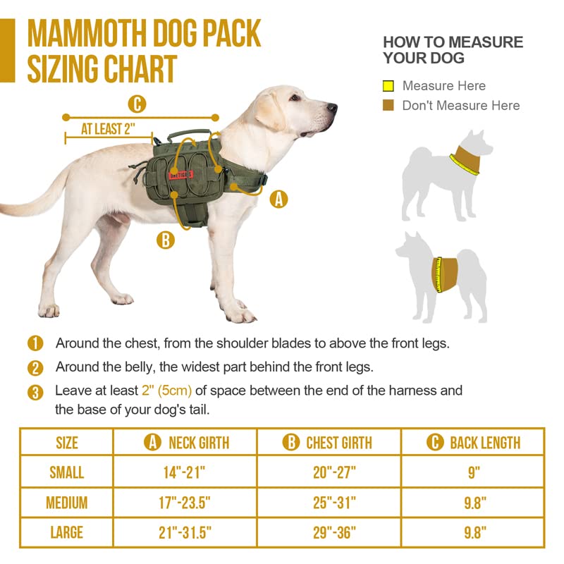 OneTigris Dog Harness with Sidepockets for Hiking Walking Training Running. Medium and Large Dogs, Multiple Colors