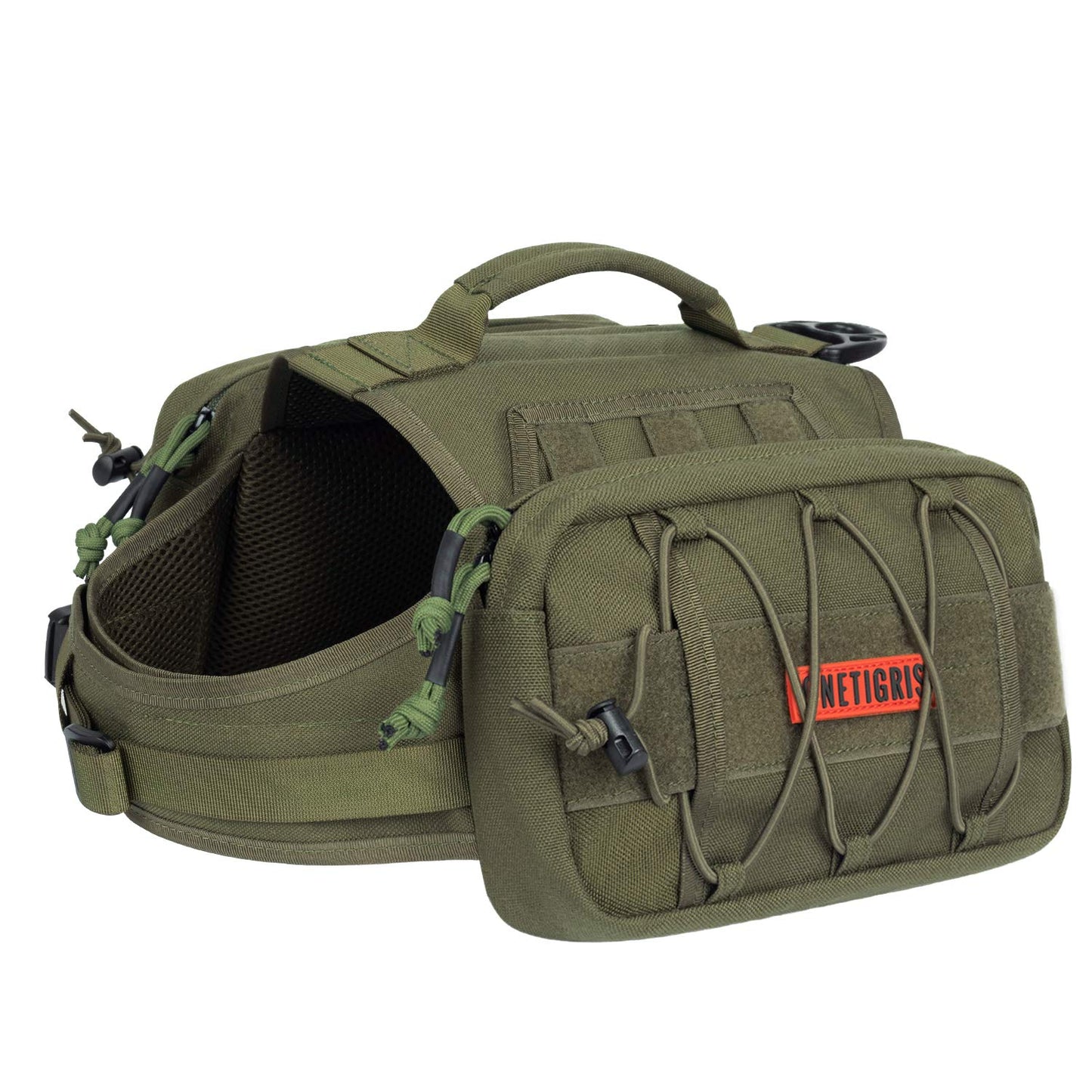 OneTigris Dog Harness with Sidepockets for Hiking Walking Training Running. Medium and Large Dogs, Multiple Colors
