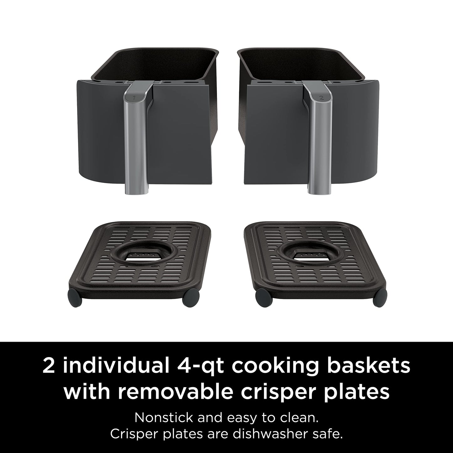 Ninja DZ550 Foodi 10 Quart 6-in-1 DualZone Smart XL Air Fryer with 2 Independent Baskets, Smart Cook Thermometer for Perfect Doneness, Match Cook & Smart Finish to Roast, Dehydrate & More, Grey