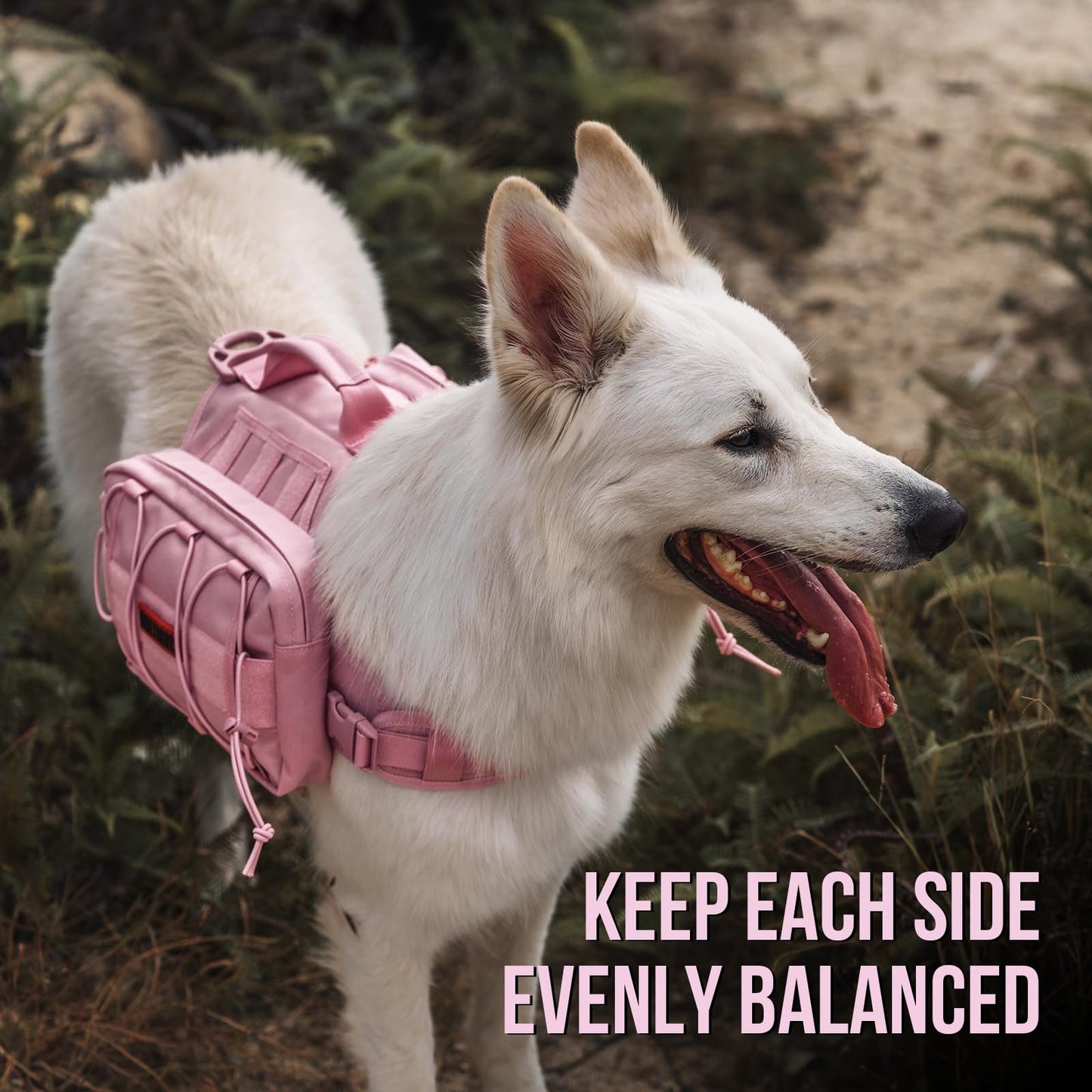 OneTigris Dog Harness with Sidepockets for Hiking Walking Training Running. Medium and Large Dogs, Multiple Colors