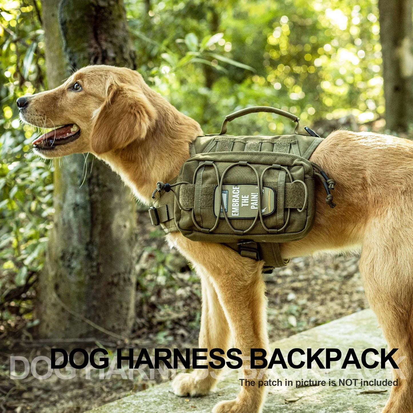 OneTigris Dog Harness with Sidepockets for Hiking Walking Training Running. Medium and Large Dogs, Multiple Colors