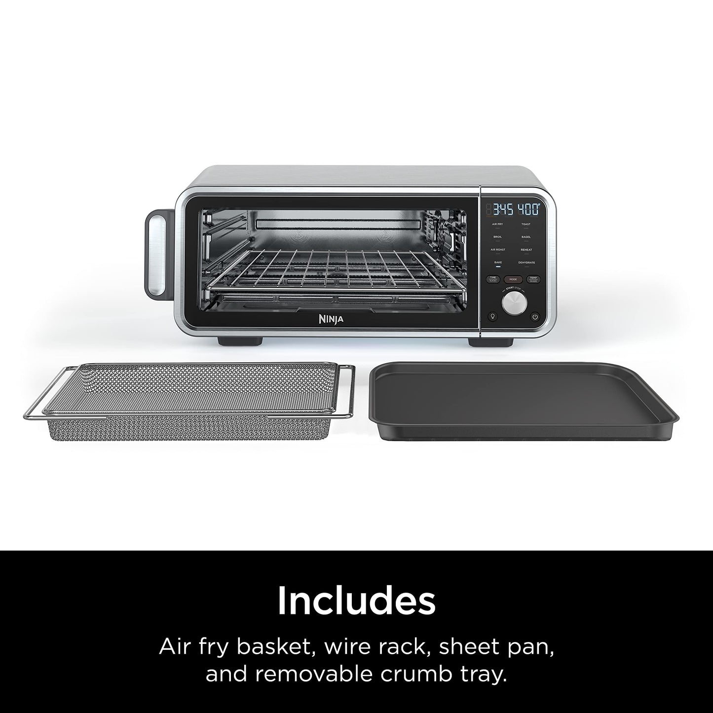 Ninja, Toaster Oven, Air Fryer, Thermometer, Toaster Oven Air Fryer Combo, Stainless Steel, Quick meals, Fries, Frozen Food, Air Fry, Dehydrate, Reheat, 13-in-1,Less Oil, Flip Away Oven, Foodi, SP351