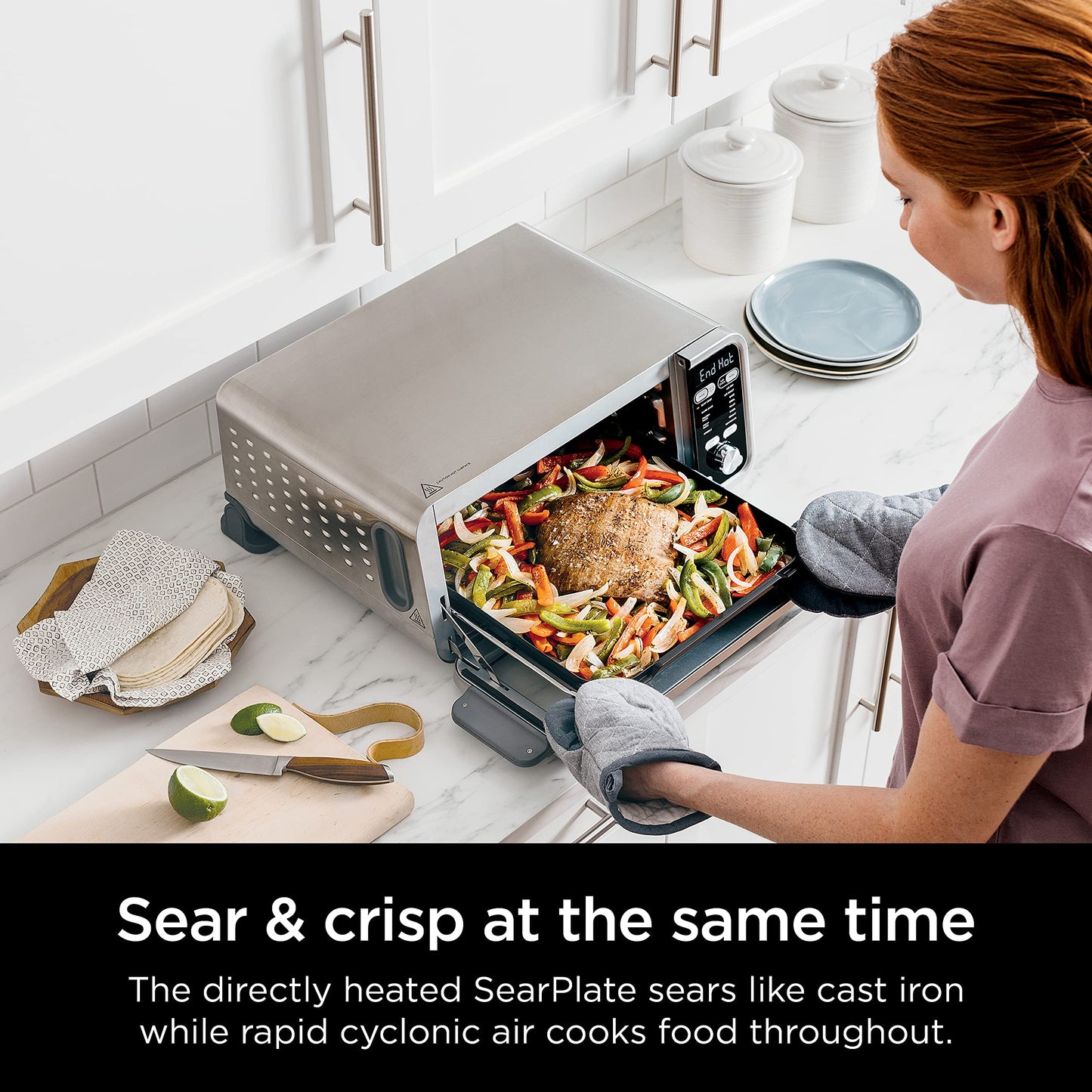 Ninja, Toaster Oven, Air Fryer, Thermometer, Toaster Oven Air Fryer Combo, Stainless Steel, Quick meals, Fries, Frozen Food, Air Fry, Dehydrate, Reheat, 13-in-1,Less Oil, Flip Away Oven, Foodi, SP351