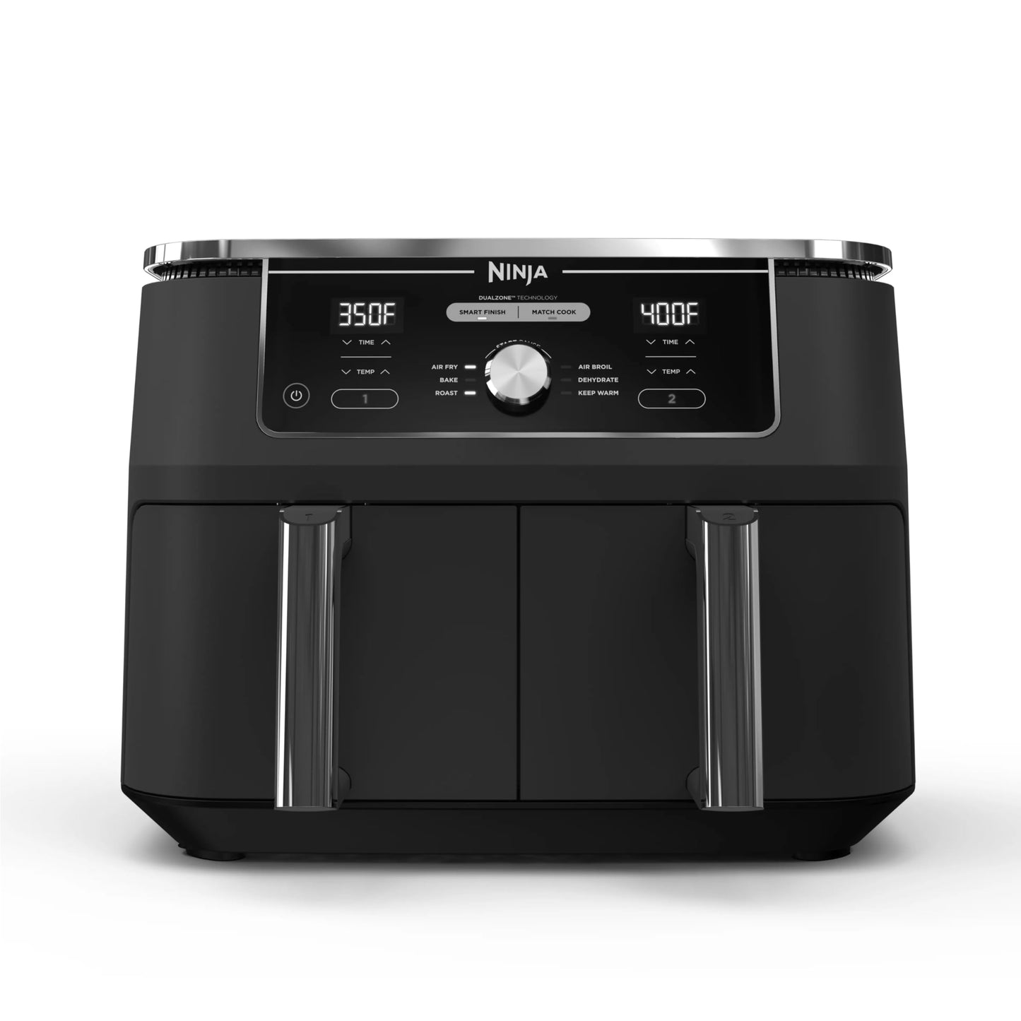 Ninja DZ550 Foodi 10 Quart 6-in-1 DualZone Smart XL Air Fryer with 2 Independent Baskets, Smart Cook Thermometer for Perfect Doneness, Match Cook & Smart Finish to Roast, Dehydrate & More, Grey