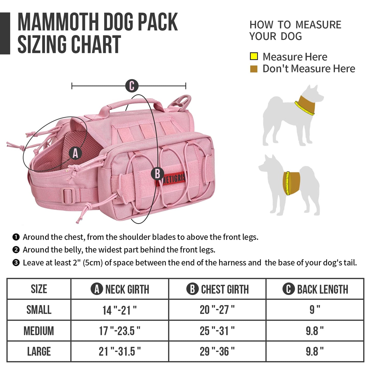 OneTigris Dog Harness with Sidepockets for Hiking Walking Training Running. Medium and Large Dogs, Multiple Colors