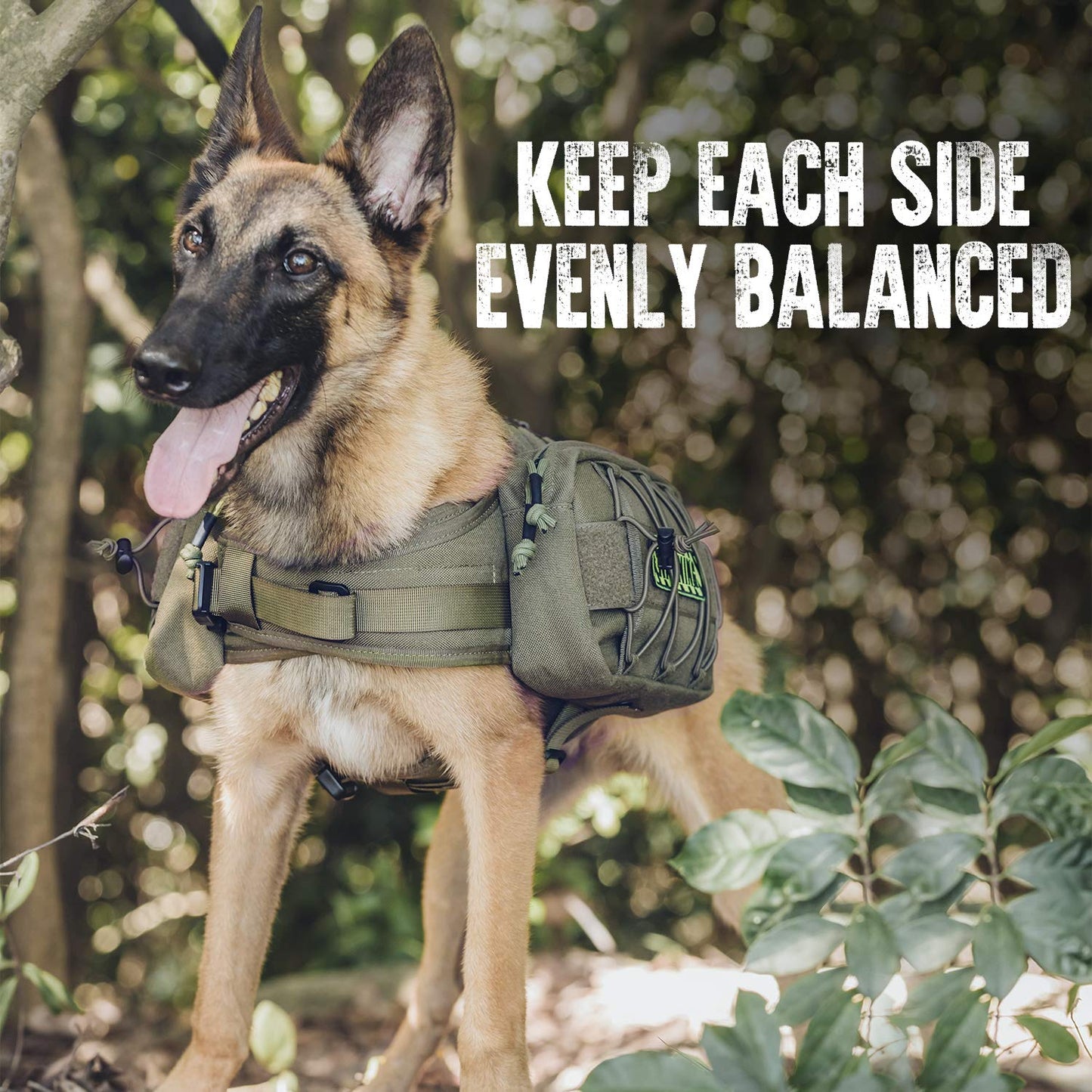 OneTigris Dog Harness with Sidepockets for Hiking Walking Training Running. Medium and Large Dogs, Multiple Colors